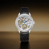 Sea-Gull Tourbillon Skeleton Manual Wind Watch 42mm White Leather