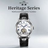 Sea-Gull Heritage Series Tourbillon Calendar Energy Indicator Manual Wind Watch 40mm White