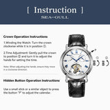 Sea-Gull Heritage Series Tourbillon Calendar Energy Indicator Manual Wind Watch 40mm White