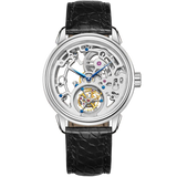 Sea-Gull Tourbillon Skeleton Manual Wind Watch 42mm White Leather