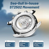 Sea-Gull Panda Eye GMT Dual Calendar Tachymeter Automatic Watch 43mm Leather