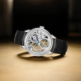 Sea-Gull Tourbillon Skeleton Manual Wind Watch 42mm White Leather