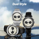 Sea-Gull Panda Eye GMT Dual Calendar Tachymeter Automatic Watch 43mm Leather