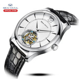Sea-Gull Heritage Series Tourbillon Manual Wind Watch 41mm White Leather