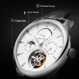 Sea-Gull Tourbillon Moon Phase Complete Calendar Manual Wind Watch 41mm White