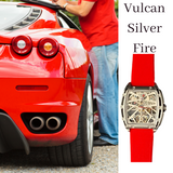 Faioki Tourbillon Style "Vulcan Silver Fire" Skeleton Automatic watch 45mm long 40mm wide