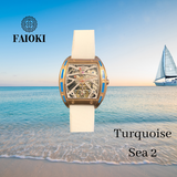 Faioki Tourbillon Style "Turquoise Sea" Skeleton Automatic watch 45mm long 40mm wide