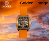 Faioki Tourbillon Style "Golden Orange" Skeleton Automatic watch 45mm long 40mm wide