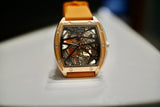 Faioki Tourbillon Style "Golden Orange" Skeleton Automatic watch 45mm long 40mm wide