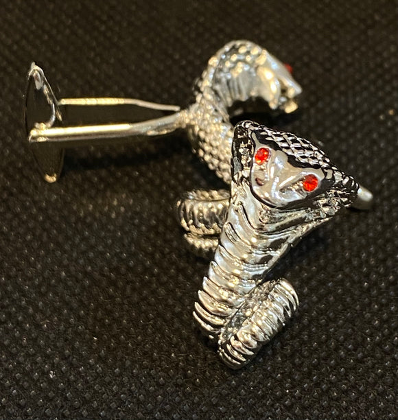 Men's Cufflinks with a Python head with red eyes