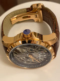 Diasteria Skeleton with Gold plated case and leather strap