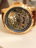 Diasteria Skeleton with Gold plated case and leather strap