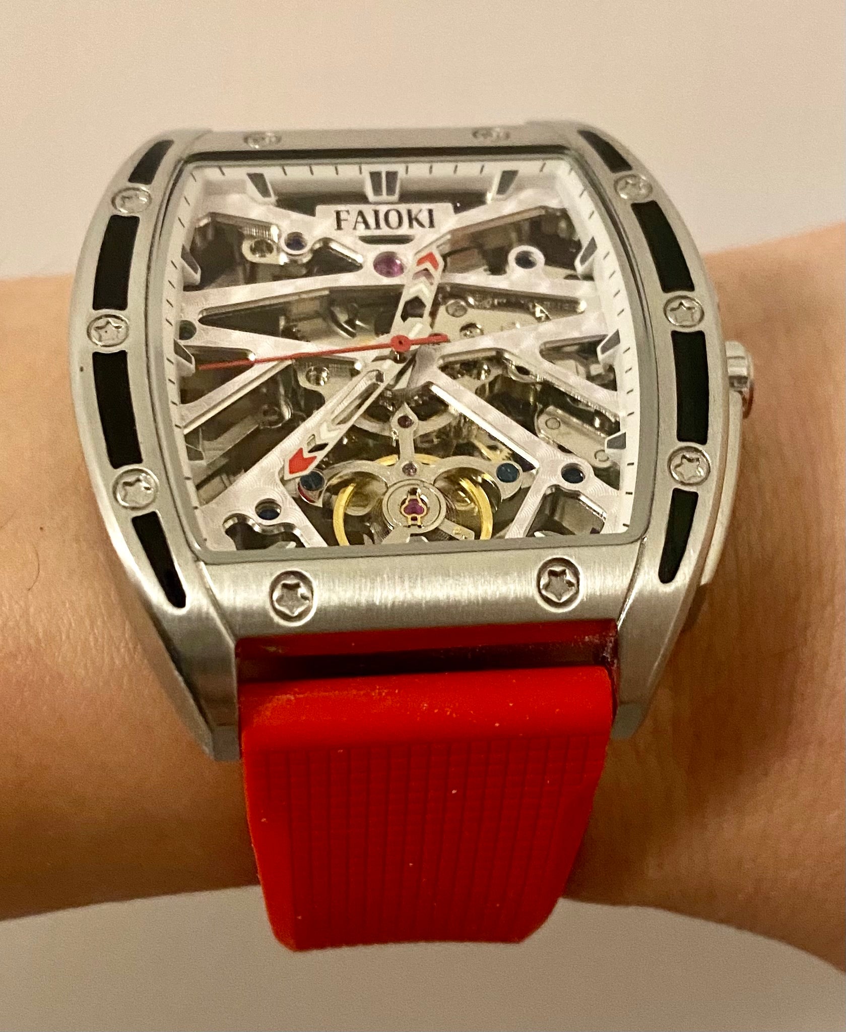 時計 bone strap silver watch BIJOUONE B60 Watch, Silver Case, silver Dial, Leather Strap