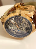 Diasteria Skeleton with Gold plated case and leather strap