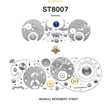 SEA-GULL manual mechanical watch with Tourbillon, day date,  Sun Moon complication. Calibre : ST8007 Model : 218907