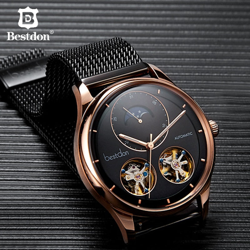 Bestdon Automatic Tourbillon style double open heart watch Model 