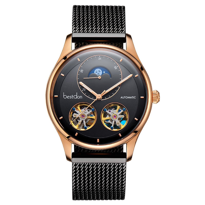 Bestdon Automatic Tourbillon style double open heart watch Model 