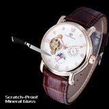 FORSINING Classic Tourbillon  style watch with Sunmoon and leather strap.  42mm