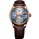 Guanqin genuine Tourbillon Mechanical watch with day and night subdial. 42mm