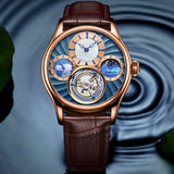 Guanqin genuine Tourbillon Mechanical watch with day and night subdial. 42mm