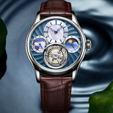 Guanqin genuine Tourbillon Mechanical watch with day and night subdial. 42mm