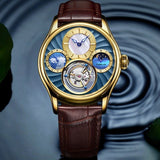 Guanqin genuine Tourbillon Mechanical watch with day and night subdial. 42mm