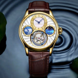 Guanqin genuine Tourbillon Mechanical watch with day and night subdial. 42mm