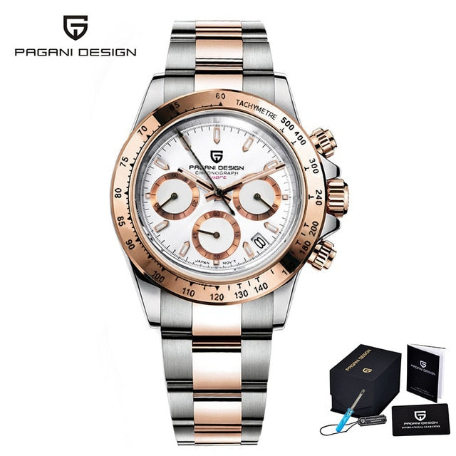 Pagani腕時計 PD-1644 ゴールドグレー文字盤 Pagani Design PD-1644 Daytona Dual-tone Men's Watch