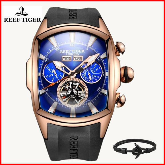 Reef Tiger Tourbillon Style Big Dial Sport Watch for Men with Luminous display  RGA3069