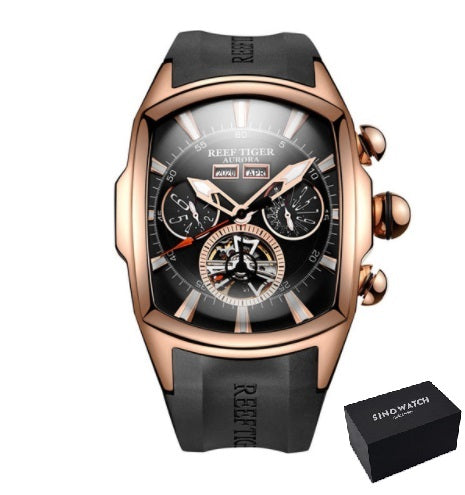 Reef Tiger Tourbillon Style Big Dial Sport Watch for Men with