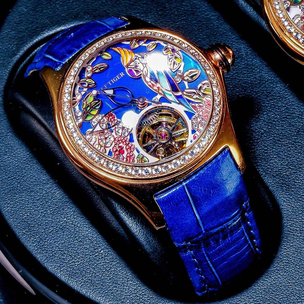 REEF TIGER Floral / Parrot Dial Tourbillon Style flywheel ladies watch –  FAIOKI 富可期