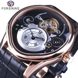 FORSINING Tourbillon style oval shape case with Genuine Leather strap