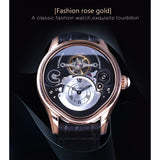 FORSINING Tourbillon style oval shape case with Genuine Leather strap