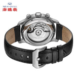 SEA-GULL  Men's Mechanical Wristwatch with day date complication -  Leather strap  819.13.6080