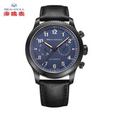 SEA-GULL  Men's Mechanical Wristwatch with day date complication -  Leather strap  819.13.6080